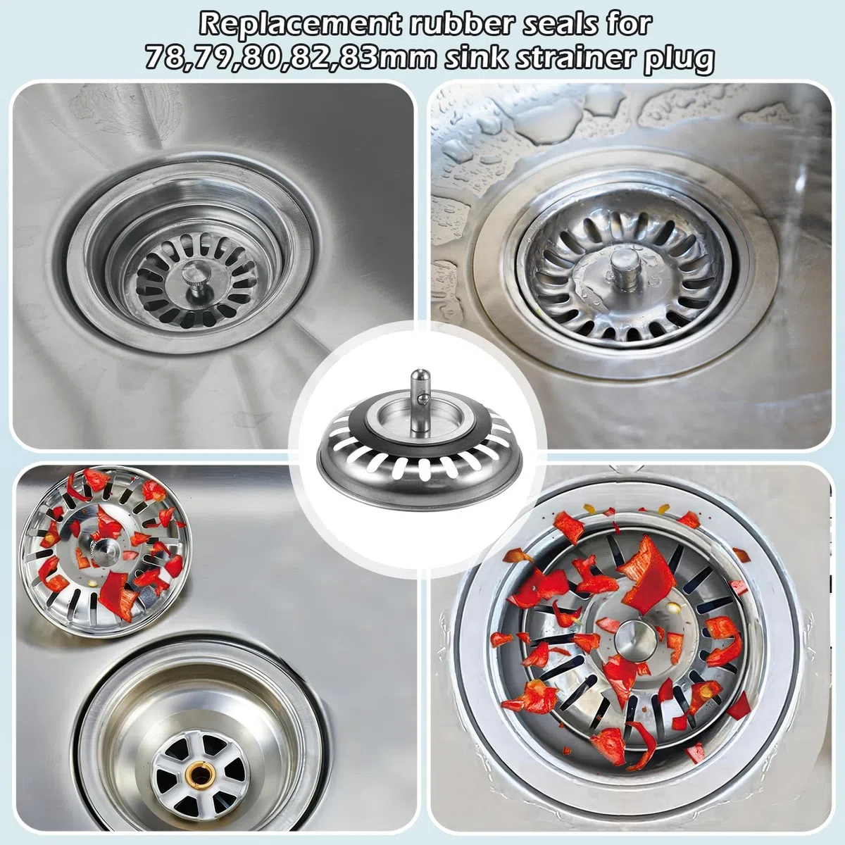 5 Pezzi Franke Sink Plug Guarnizione in Gomma O-Ring Rondelle Guarnizione Blanco Sink Plug Guarnizione di Scarico per cestello Filtro 78 79 80 82 83 mm Bagno Cucina Lavanderia Lavello Scarico