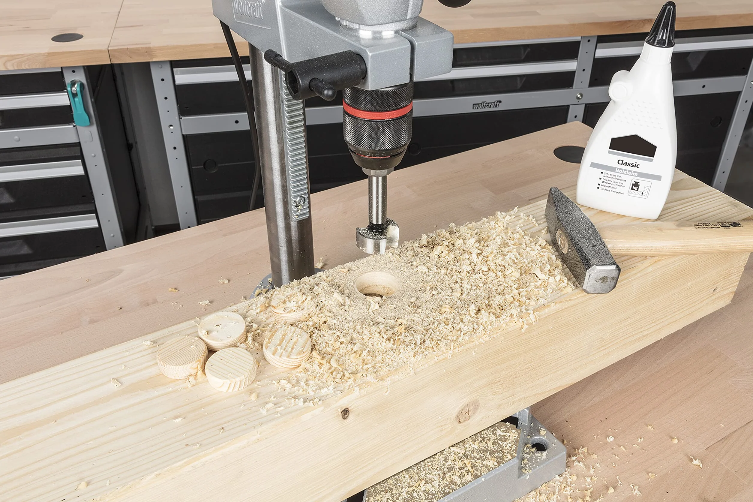 wolfcraft 10 piastrine in legno, Ø 30 mm I 2943000 I Per il ritocco e la riparazione di difetti nel legno