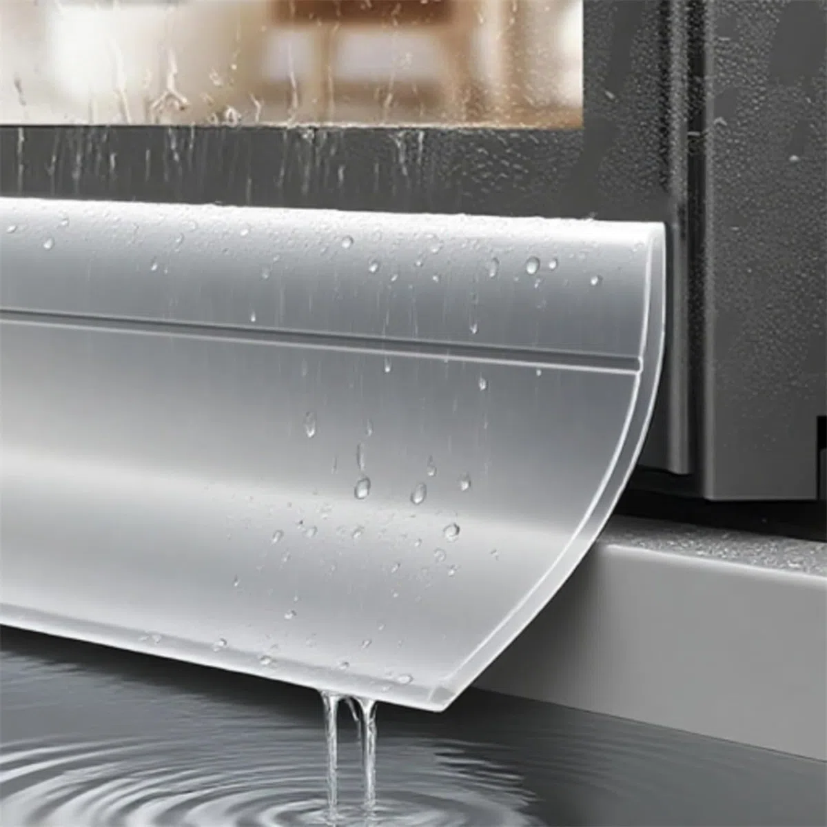 Barriera antipioggia autoadesiva, 300 cm, in gomma flessibile, per finestre e porte, paraspifferi largo 35 mm con profilo angolare per un rapido drenaggio dell'acqua, per auto