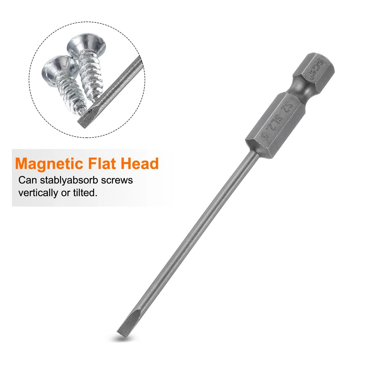 QUARKZMAN SL2,5 Punte per Cacciavite a Taglio Magnetica 2,5mm S2 Punta Cacciavite a Testa Piatta Acciaio 1/4" Grado Industriale Gambo Esagonale 3" Lungo per Rimuovere Viti Fissaggio