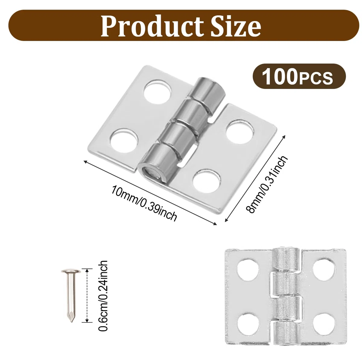 TIESOME 100 mini cerniere con 400 viti, in ottone, per il fai da te, piccole cerniere pieghevoli, per modellismo, mini cardine per armadio, cassapanca in legno fai da te