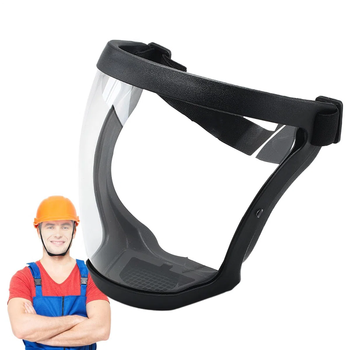 Visiera Antiappannamento, Maschera Antipolvere Integrale Traspirante per Levigatura, Maschera Protettiva Viso con Cinturino Regolabile, Visiera Trasparente Integrale, per Ciclismo & Saldatura