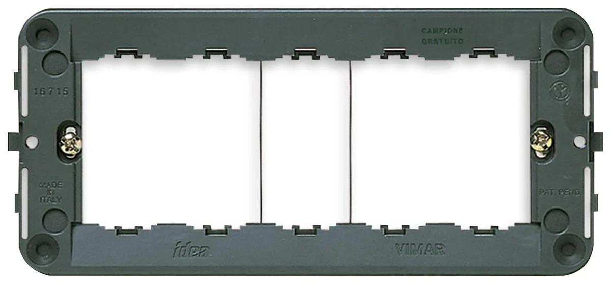 Vimar 16715 IDEA Supporto 5 moduli, con viti, per scatole 5 moduli, dimensioni 16.8 x 7.54 x 2.68 cm, grigio