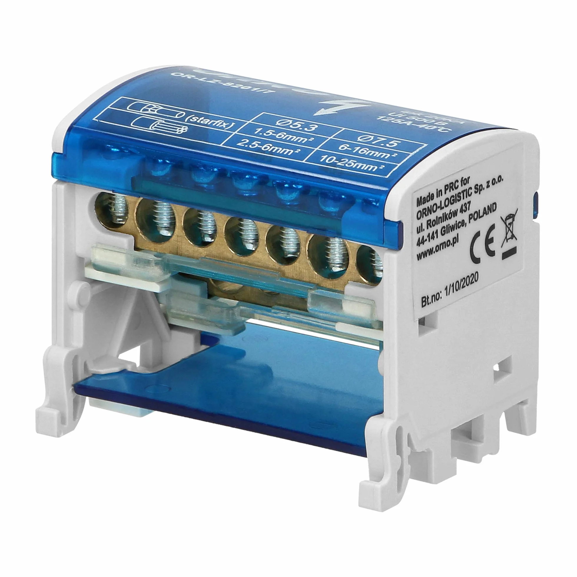 Orno LZ-8201/7 Morsettiera Distribuzione a 2 file, 7 fili