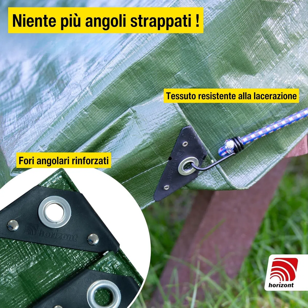Telone Horizont impermeabile 260g/m² 8x10m con occhielli resistenti alle lacrime, copertura per sabbia e piscina, telo in tessuto per auto, motocicletta, bicicletta