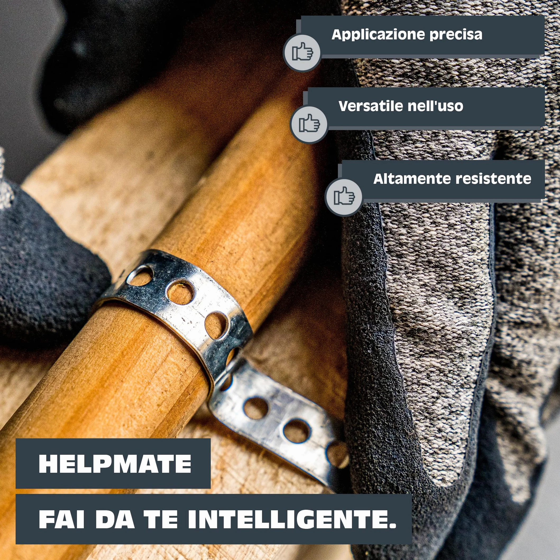HELPMATE Nastro perforato 10 m di lunghezza - acciaio zincato sendzimir - larghezza 20 mm - spessore materiale 0,8 mm - zincato di alta qualità - Robusto per costruzione, officina, progetti fai da te