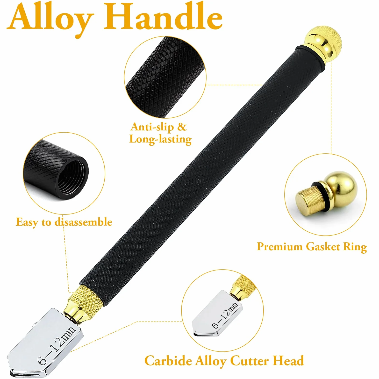Tagliavetro per vetro spesso, 2 mm a 20 mm, taglia vetro a mano, tagliavetro professionale, per specchi, piastrelle, finestre, vetrate, taglio domestico, progetti fai da te