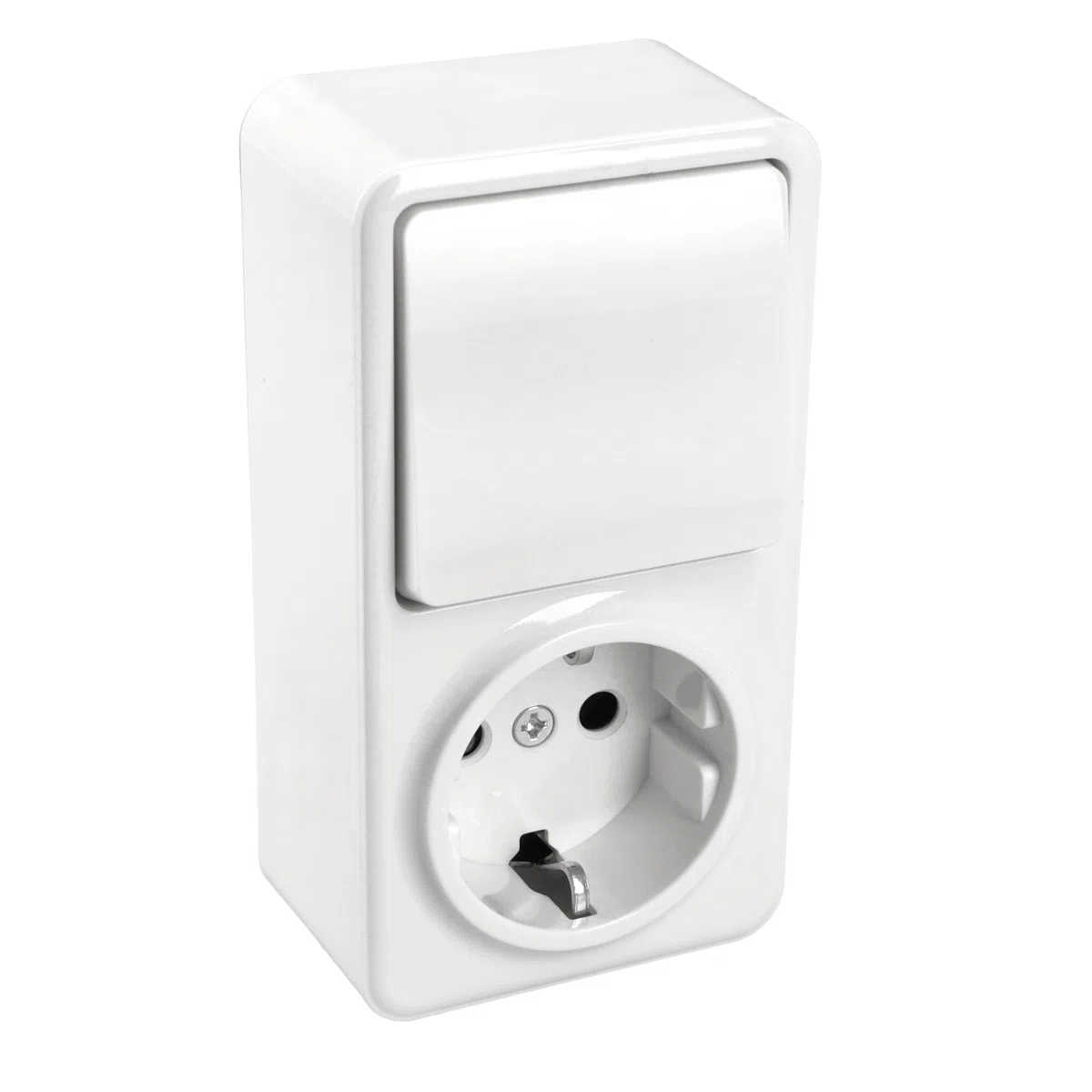 Jandei – Meccanismo con superficie in policarbonato bianco 10 A, 250 V (interruttore a 2 fasi + spina Schuko)