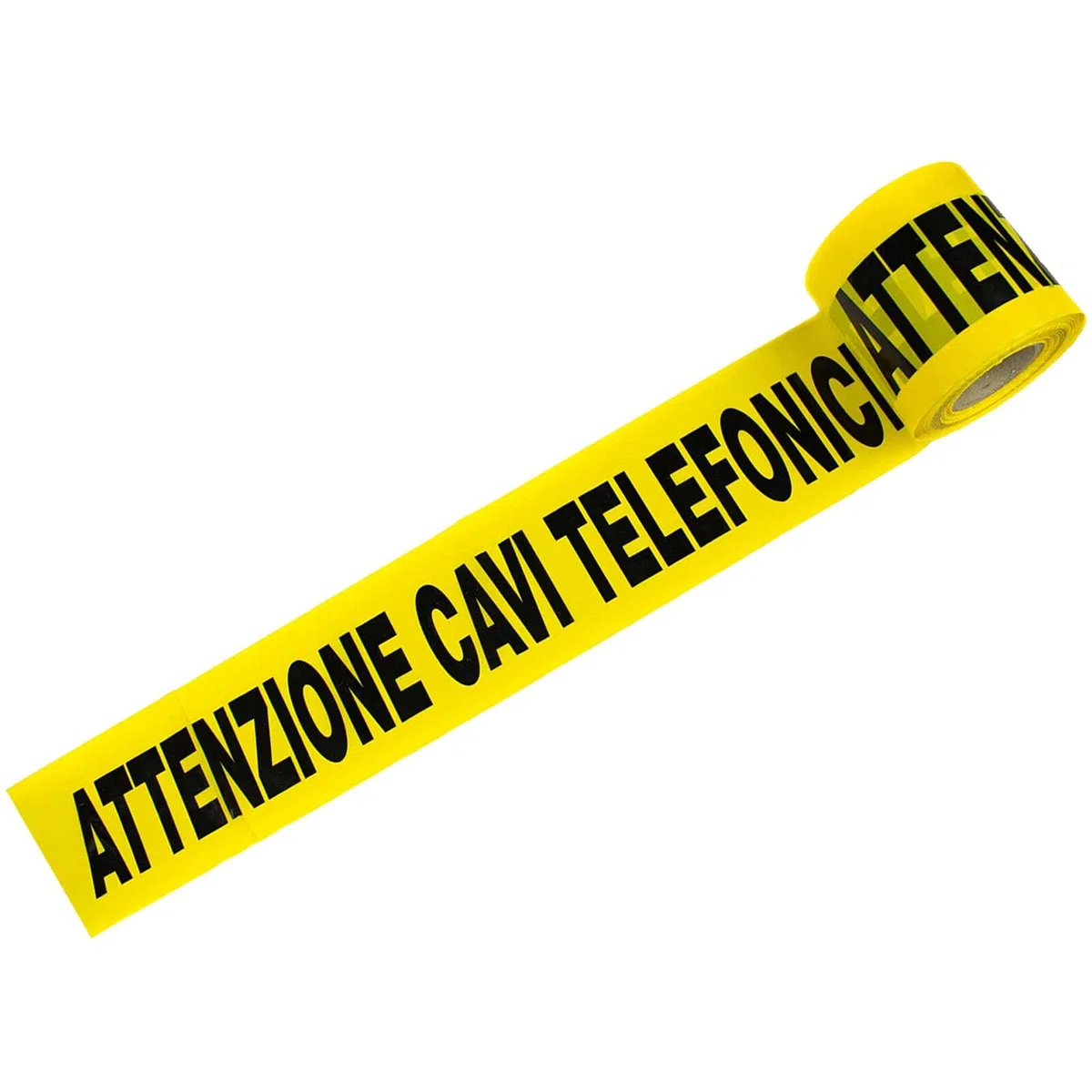 Rotolo Nastro Segnaletico Alta Visibilità in Polietilene cm 10x200 mt per Segnalazione Tubi e Cavi Interrati Per Ediliza e Lavori Stradali (Per Cavo Telefonico - Giallo)