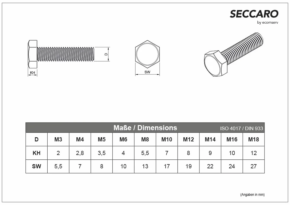 Vite esagonale M8 x 30 mm acciaio inox V2A A2 DIN 933 ISO 4017 20 pezzi