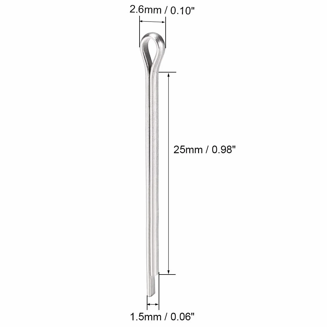 XYWHPGV Coppiglia divisa - 1,5 mm x 25 mm in acciaio inossidabile 304 a 2 denti con chiusura a clip color argento 120 pezzi(067d0 d54c0 d0cae 81cb1 62170 f3df4