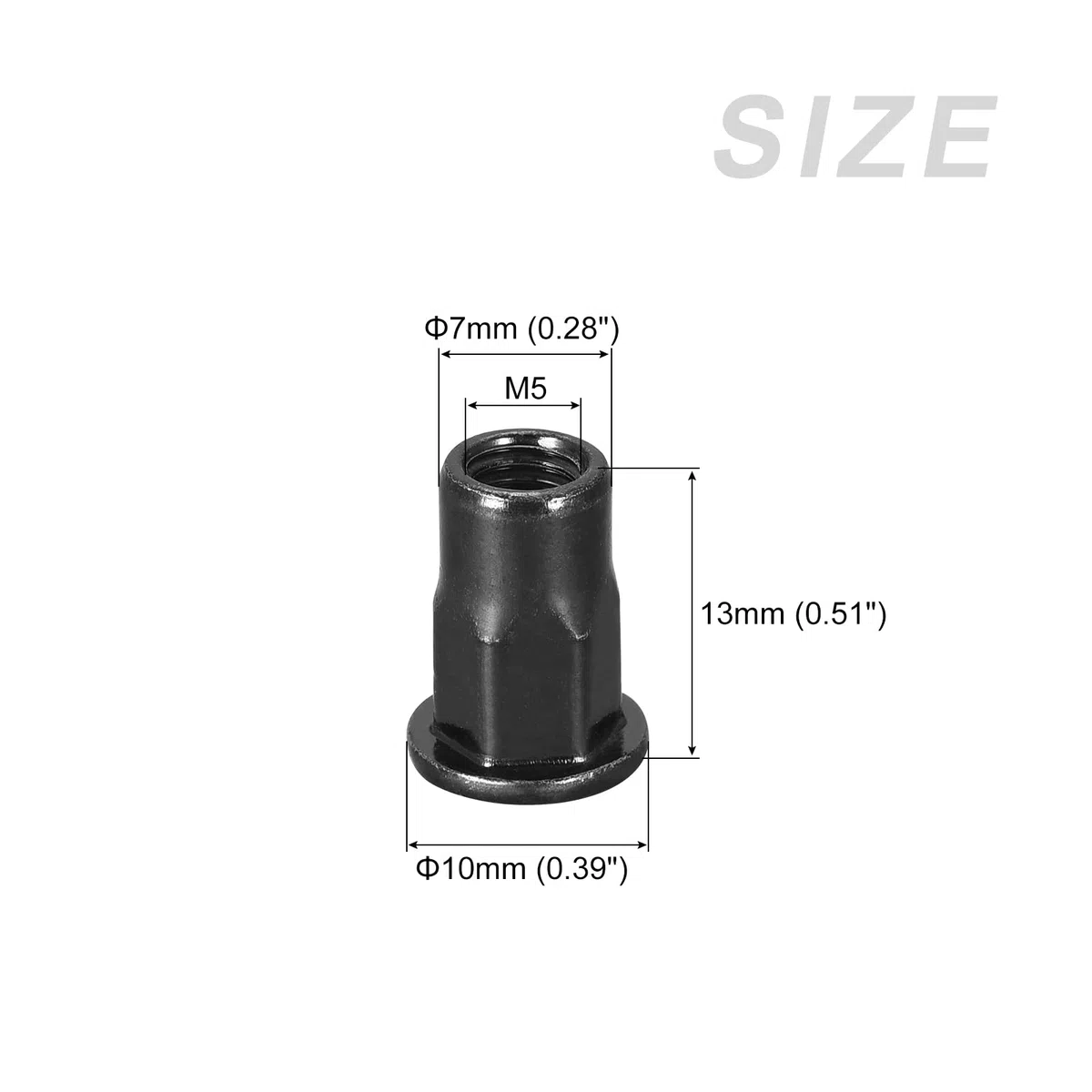METALLIXITY Rivetto Dadi (M5) 20pz, Acciaio Carbonio Metà Esagono Filettato Inserimento Dadi - per Mobili Fissaggi Meccanici, Nero