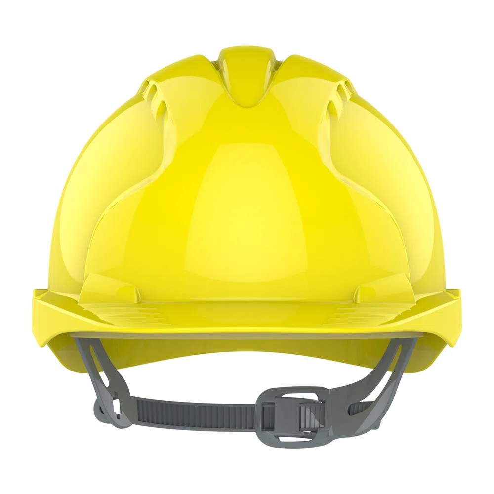 JSP EVO 2 Casque de sécurité avec harnais à cliquet Casque de sécurité industriel EN 397 pour le bâtiment, la construction et les chantiers Jaune (AJE030000200)