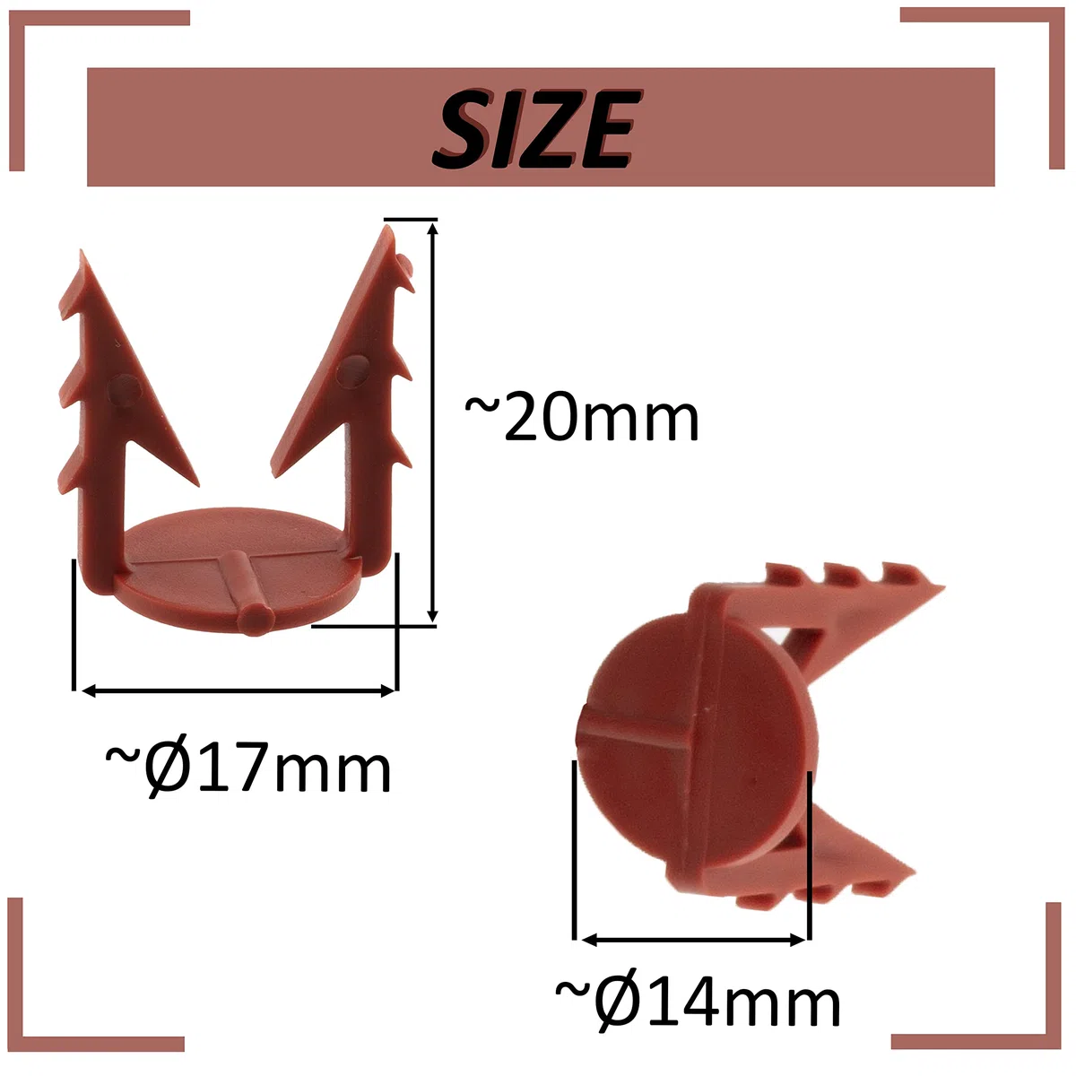 AERZETIX - C65199 - Set di 100 clip di fissaggio per rete/traliccio armato in fibra di vetro Ø14x20mm - in plastica - piastra polistirene espanso estruso lavoro supporto intonaco edilizio stucco colla
