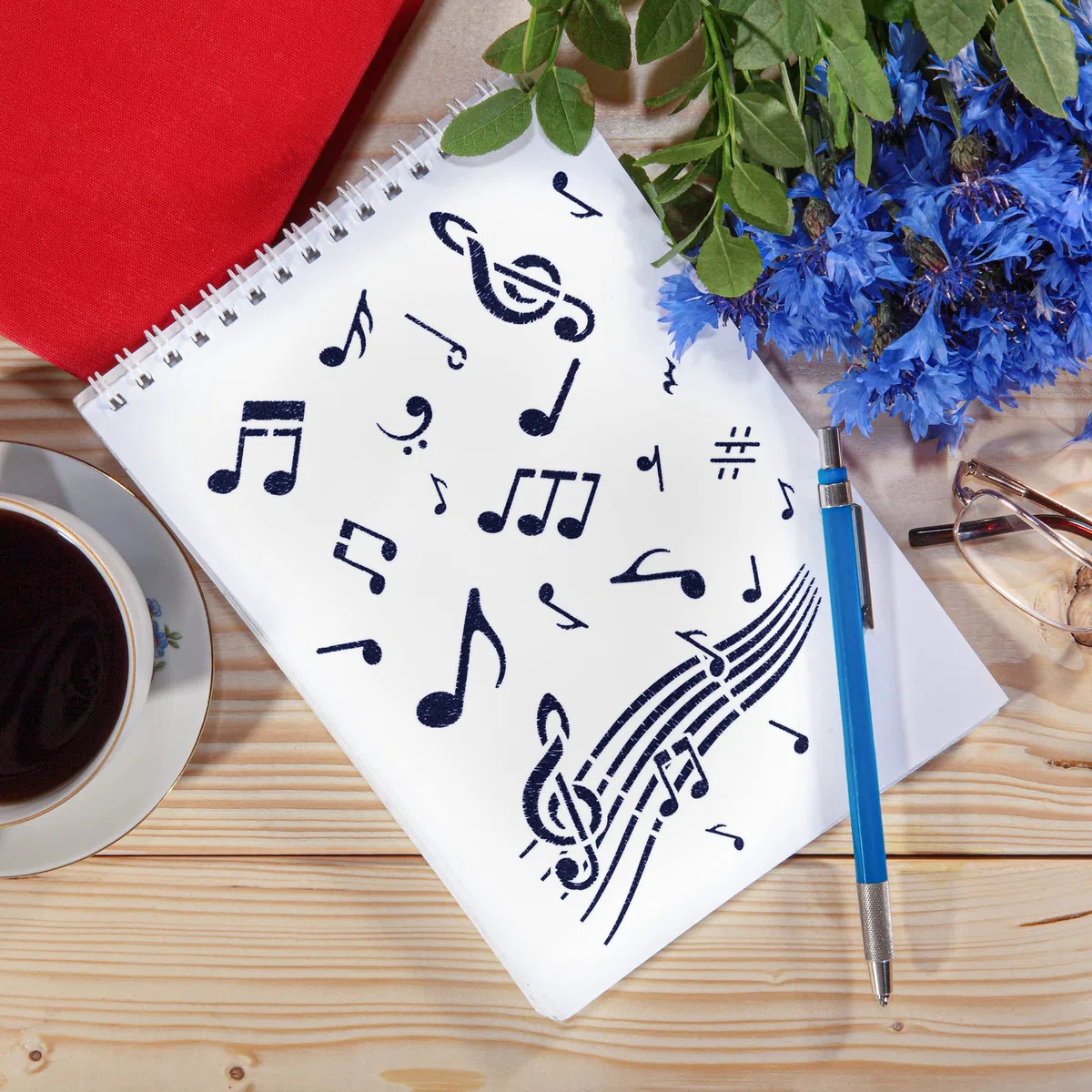 NAKLEO Stencil di Pittura Artigianato, A5 15x21cm Note Musicali Alti, Fai da te Modelli Plastica e Riutilizzabili, Arte Scrapbooking Geometrico Decorazioni Casa, Pareti Muro Legno Mobili
