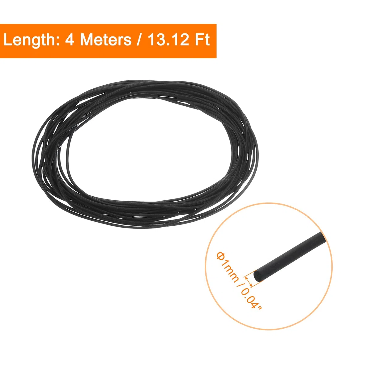 QUARKZMAN Nastro Tenuta Schiuma Silicone, Diametro 1mm (0,04") Lunghezza 4 Metri (13,12 Piedi) Guarnizione Gomma Spugna Rotonda Corda Gomma Solida per Macchinari e Industrie, Nero