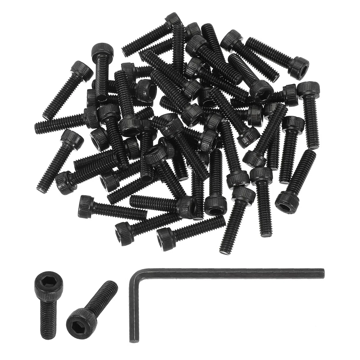 PATIKIL M4 x 16mm Viti Bulloni a Testa Esagonale, 50Pz 12.9 Grado Acciaio al Carbonio Bulloni Viti a Testa Esagonale Cava Cilindrica Incassato con Chiavi Esagonali, Nero