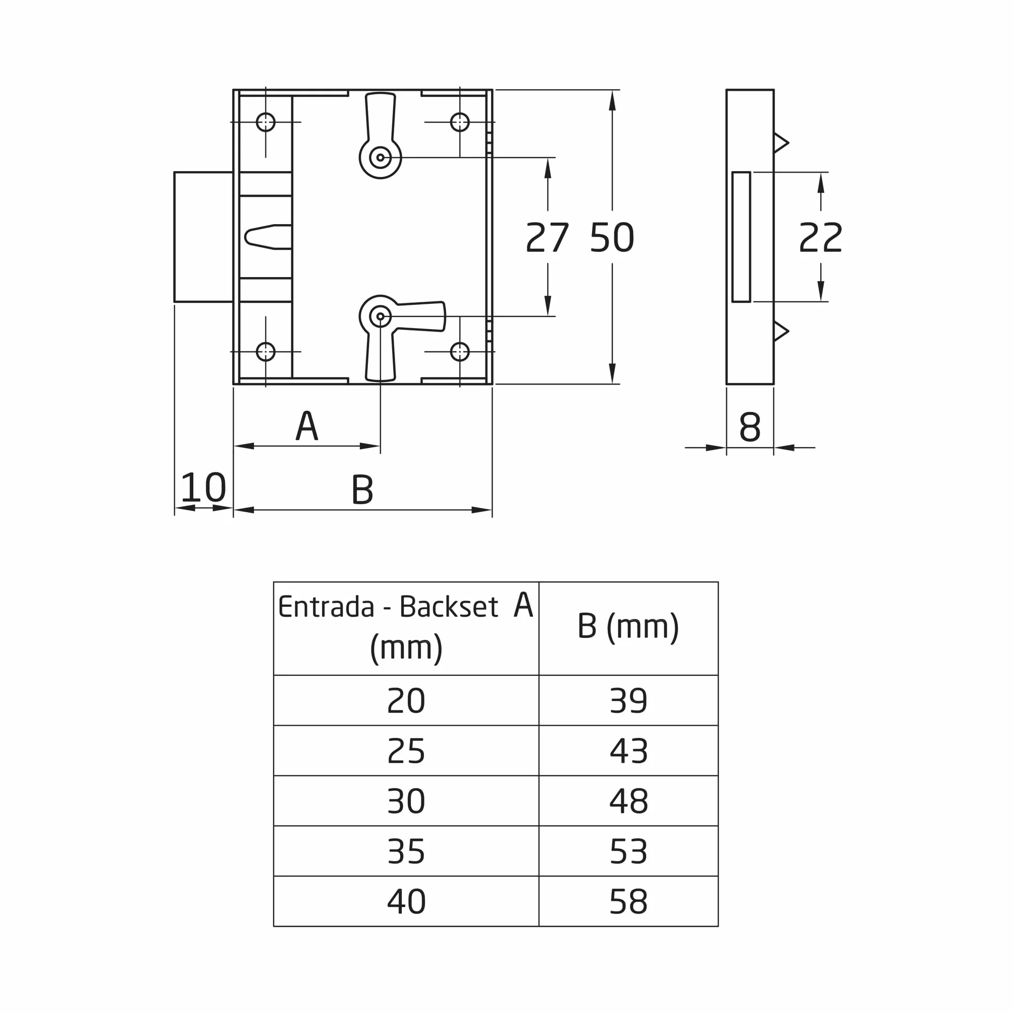Amig - Serratura a incasso per Mobile | Ingresso 25 mm | Include Chiave a Forcina | Sistema di Chiusura per Tavoli, Armadi e Mobili Piccoli | Ottone Dorato Opaco
