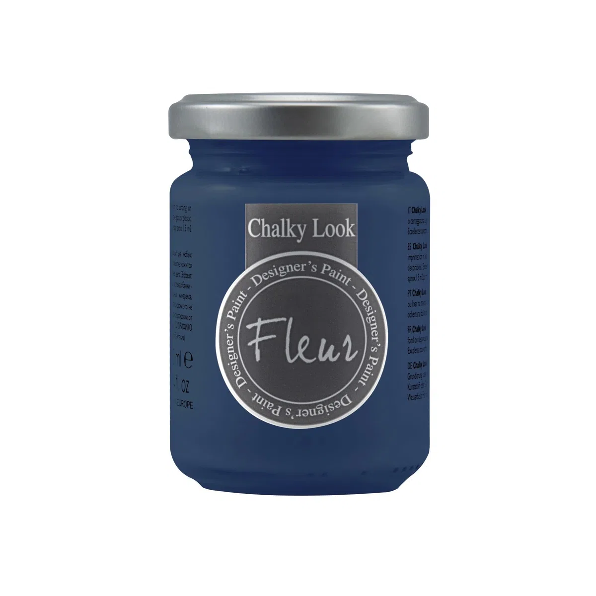 FLEUR DESIGNER'S PAINT | Pittura ad Acqua, Effetto Gesso Naturale, Extra Opaca, Fleur Chalky F66, Colore Trendsetter Blue, Made in Italy, Formato da 130 ml
