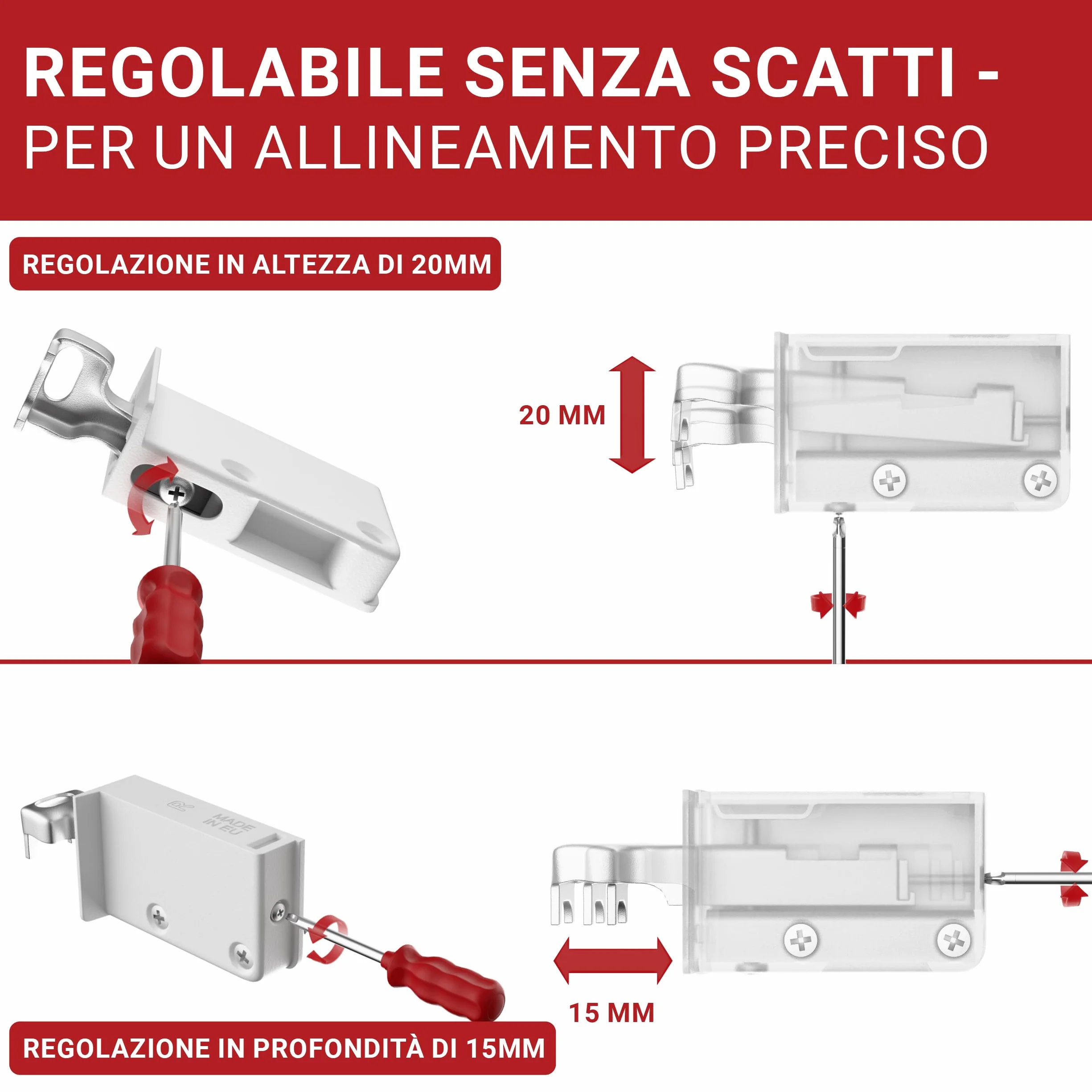 LouMaxx Set di ganci per armadio da cucina e pensili da cucina, con portata di 60 kg, con sistema di scaffali, guide da parete e materiale di montaggio – Made in EU
