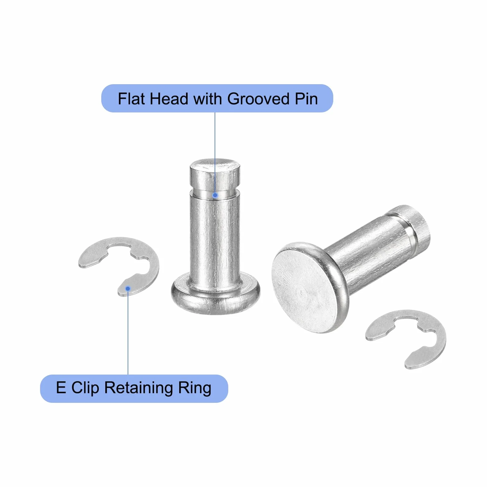 Acciaio Inossidabile 304 Perno Posizionamento Cilindrico Elastico M5x12mm, Perno Posizione Cilindro Cerniera Scanalato Testa Piatta con Clip E, Argento