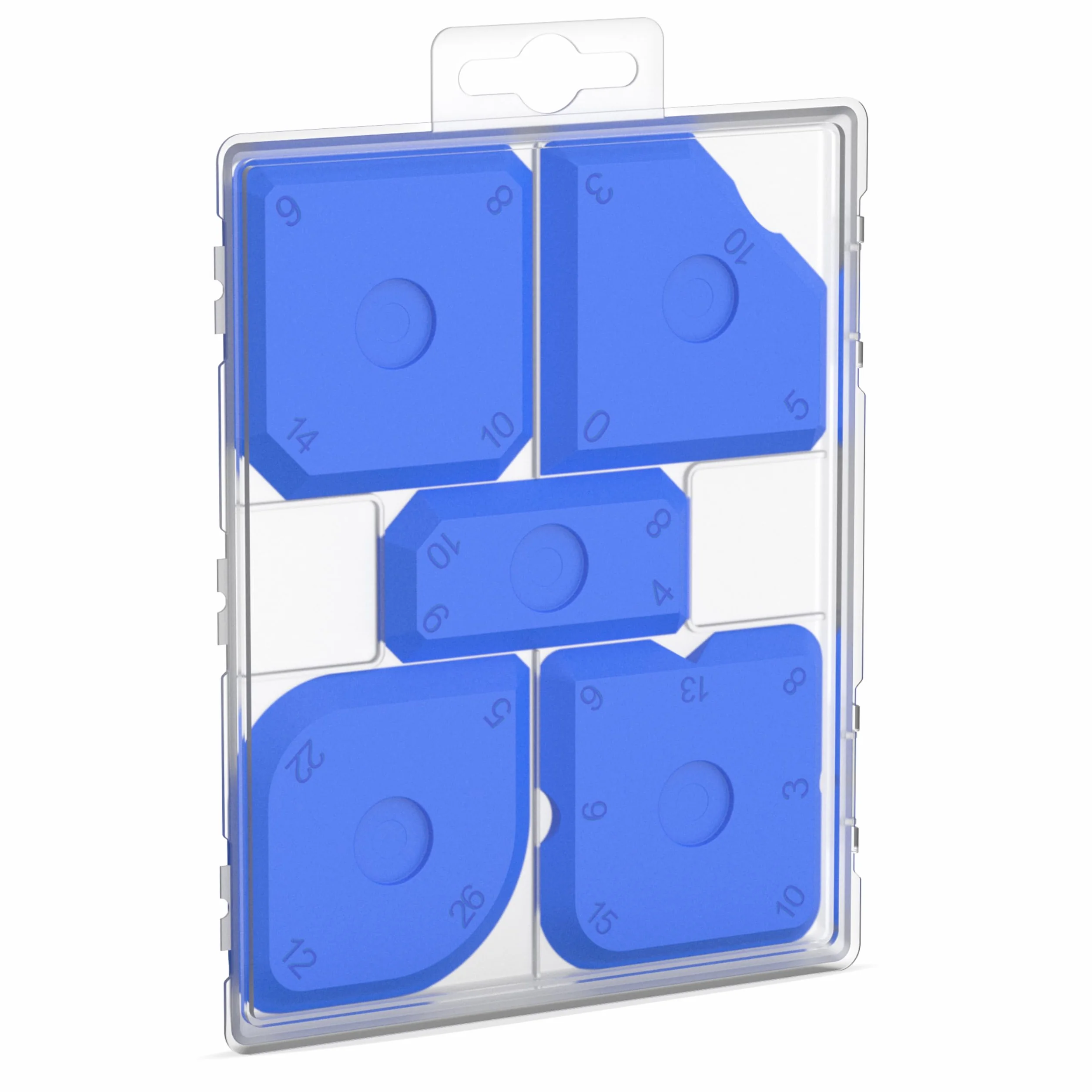 RAVN HAMAN Set di 5 Strumenti per Calafataggio Blu - Kit di raschietto spatola per sigillante con 23 forme diverse - Spatola per giunti per silicone e acrilico - Con scatola di custodia