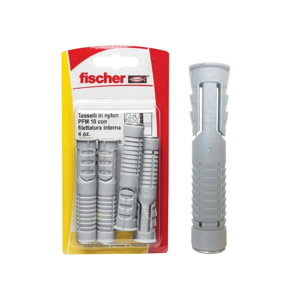 Fischer Fissaggio per Mensola a Scomparsa PFM 10 K in Blister, 4 Tasselli per Murature Piatte e Compatte, 504549