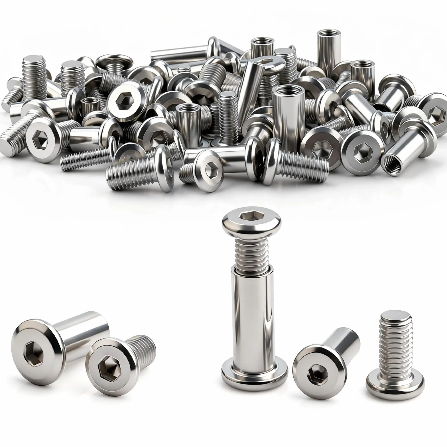 Viti di collegamento 70 pezzi viti a manicotto M3x5mm (35 manicotti e 35 viti a manicotto) msymsyu in acciaio inossidabile A2 V2A connettori per armadi M3 per mobili rivestimenti in legno guardaroba