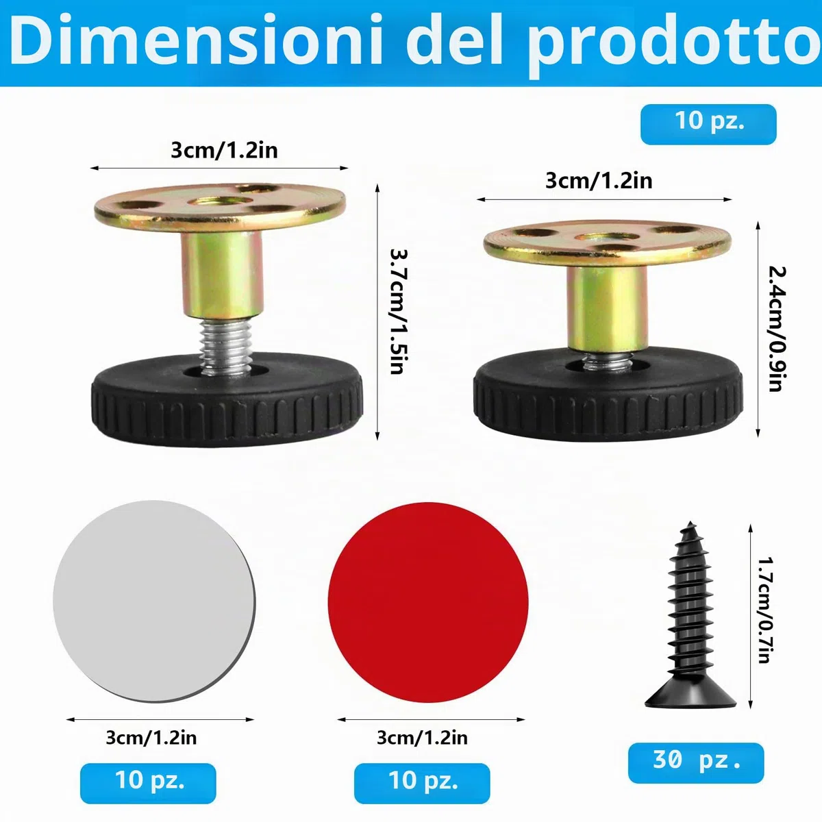 10 PzPiedini per Mobili Regolabili in Altezza 24 - 37 mm, Piedini Regolabili per Mobili, Gambe Piedi per Mobilie Tavolo Sedia Divano Letto Mensole Piedini di Livellamento, con Cuscinetti & Accessori