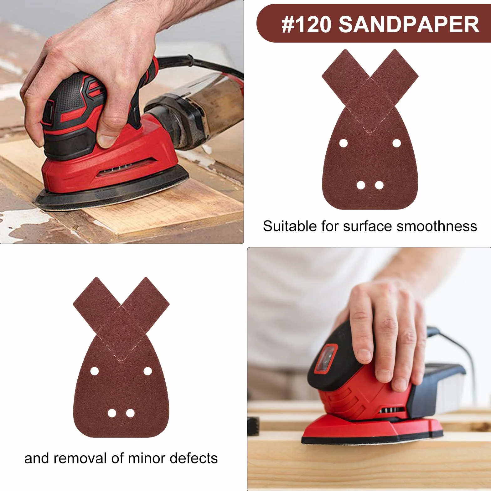 30 Pezzi Carta Abrasiva 120 Grit per Levigatrice Mouse Black Decker,Fogli Triangolari con Punta Extra, Schleifpapier per Legno, Metallo, Plastica e Finiture di Dettaglio