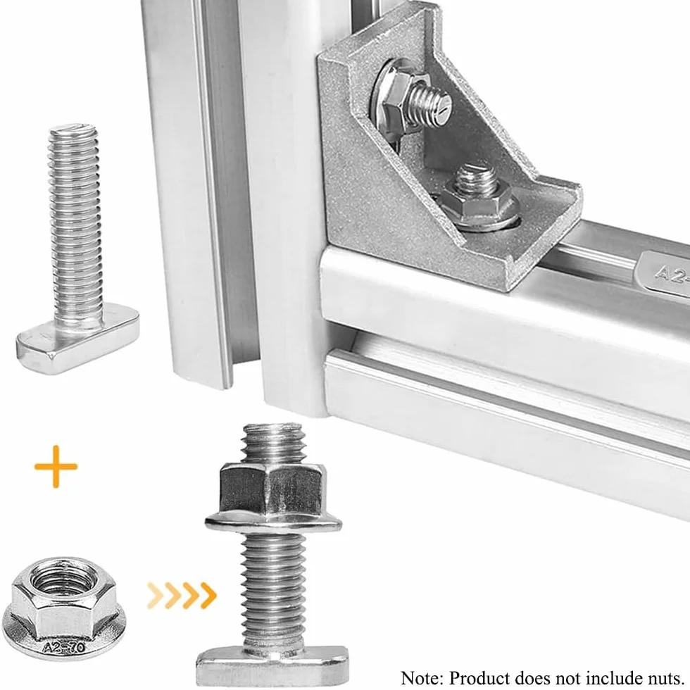 Set di bulloni a T M8 x 60 mm in acciaio inox per profilo alluminio impianto fotovoltaico