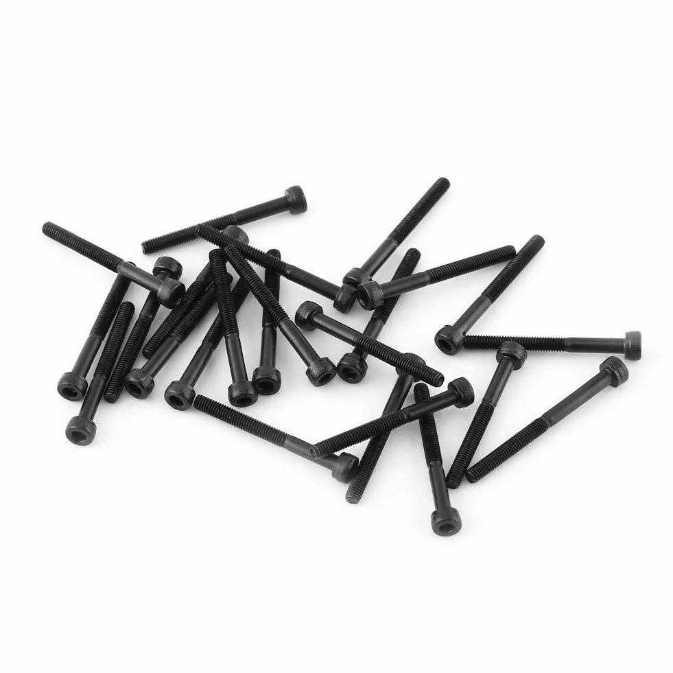 M3 Viti a Testa Cilindrica Esagonale Set 12,9 Acciaio al Carbonio DIN912 4-50mm, Filettatura Completa, Finitura Semplice(M3*30mm(parzialmente filettata)-24Pz / Set)