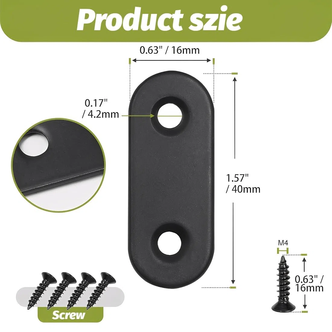 20 Pezzi Piatte Staffa Angolare Piastra Acciaio Inox, Staffa Piatta Forata Piastra di Giunzione Piatta Nero, Connettore Piastre Piatta Staffe di Riparazione per Mobili Sedie Tavoli Letti(40 mm)