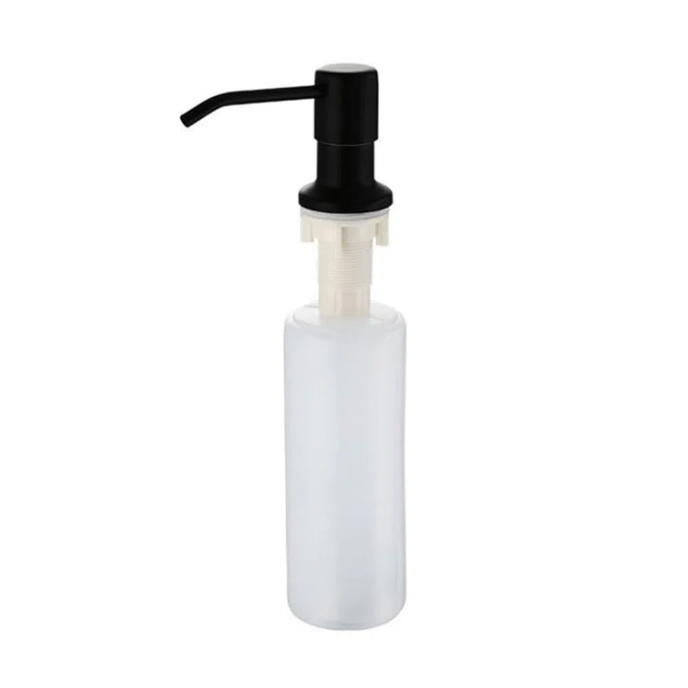 Dispenser per sapone integrato nel lavandino, erogatore con testa in pompa in acciaio inossidabile da 300cc per detersivo liquido per cucina, bagno e lavastoviglie, nero