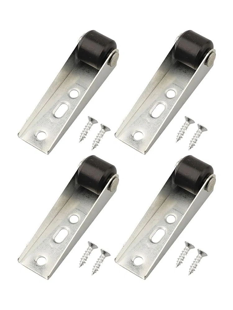 Rotella girevole per porta scorrevole, silenziosa ruota laterale per montaggio laterale, ruote lisce con viti per mobili, porte scorrevoli, carrelli, armadi da cucina, tavolini (4 pezzi nero)