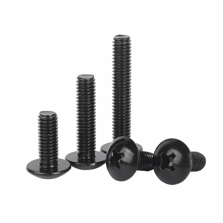 Croce Bulloni a testa tonda Acciaio inossidabile 304 Nero Zinco Fungo Bulloni testa tonda piatta Pan Viti Machine Elementi di fissaggio M5 x 20mm 20 Pcs