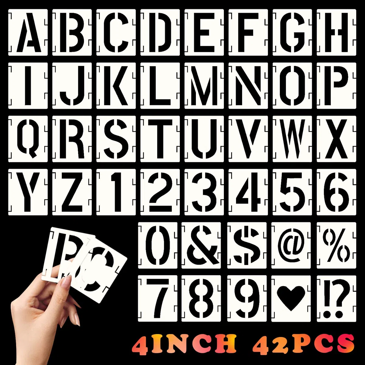 Stencil Lettere Alfabeto Grandi Plastica Letter e Numeri de Stencils Riutilizzabili per Muro Scritte Pittura Decorazione Artigianale Disegnare la Vernice Spray (4 Pollici)
