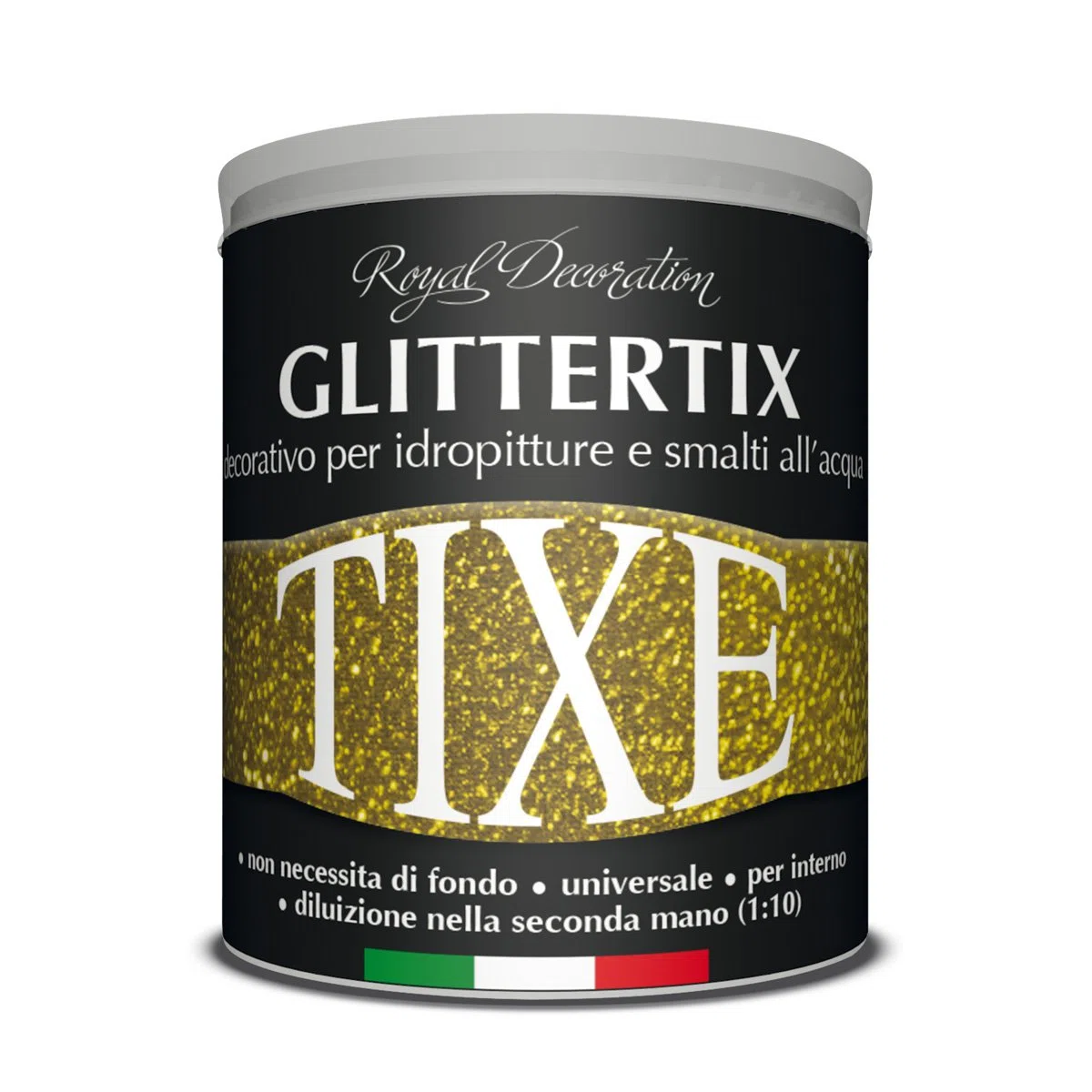 TIXE Glittertix Additivo Glitter per Pittura | Glitter per Pareti Effetto Luminoso e Brillante per Superfici Decorate | Decorativo per Idropitture e Smalto all'Acqua | 75ml | Oro