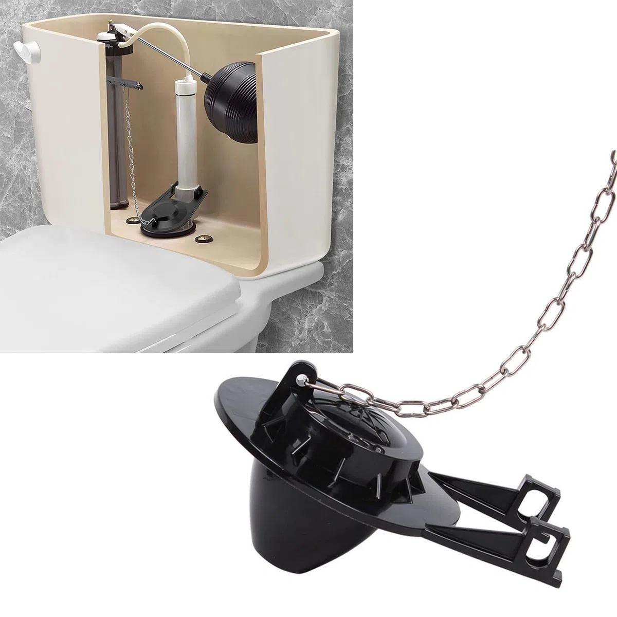 Scarico WC di ricambio per il risciacquo in gomma, per bagno, WC, guarnizione pieghevole regolabile per valvola del serbatoio, set di ricambio