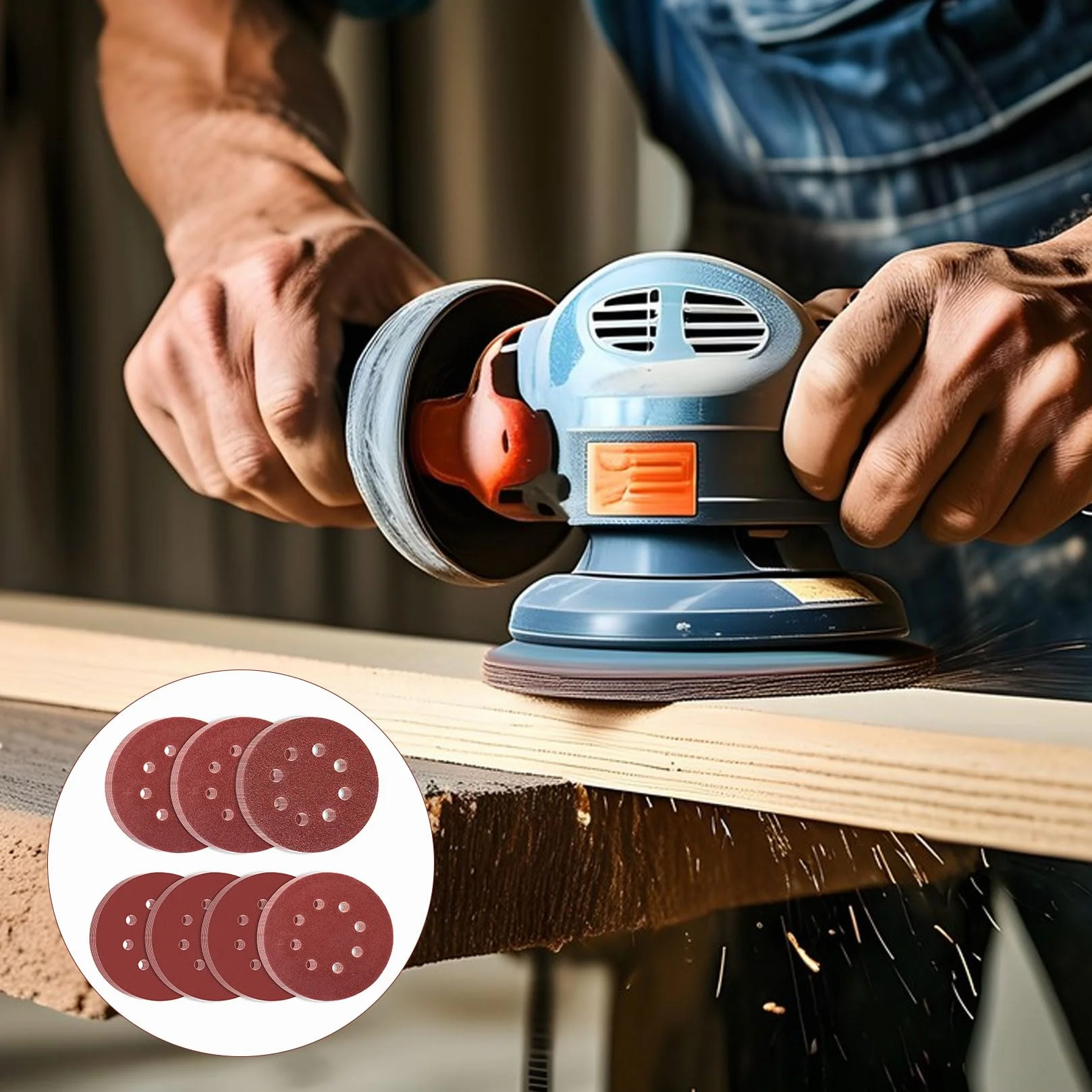 40 Pz Dischi Abrasivi 125mm, Carta Vetrata per Levigatrice Rotorbitale, Disco Abrasivo per Smerigliatrice da 60 Grana con 8 Fori per pareti, legno, metallo, ecc