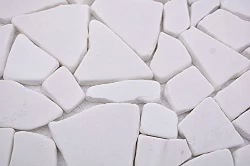 MOS44-0102 - Piastrella da parete in marmo naturale poligonale, colore: Bianco