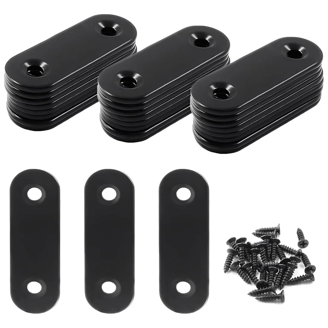20 Pezzi Piatte Staffa Angolare Piastra Acciaio Inox, Staffa Piatta Forata Piastra di Giunzione Piatta Nero, Connettore Piastre Piatta Staffe di Riparazione per Mobili Sedie Tavoli Letti(40 mm)