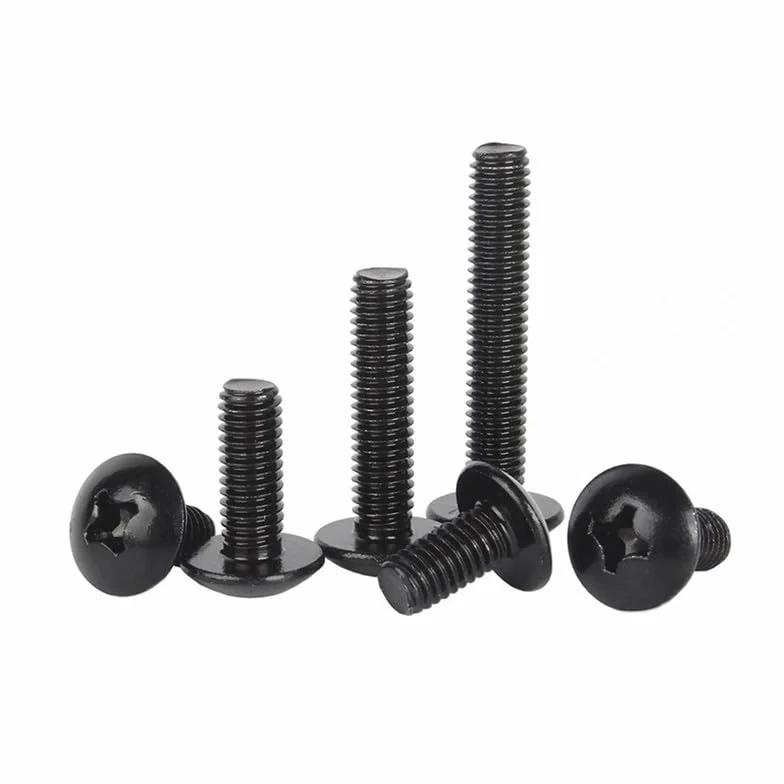 Croce Bulloni a testa tonda Acciaio inossidabile 304 Nero Zinco Fungo Bulloni testa tonda piatta Pan Viti Machine Elementi di fissaggio M5 x 20mm 20 Pcs