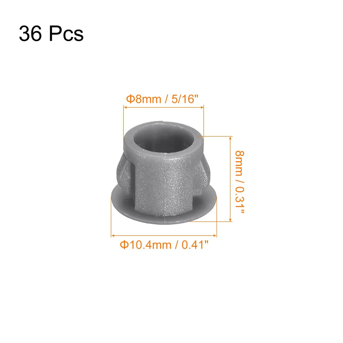 QUARKZMAN Tappi per Fori in Plastica 8mm (5/16"), 36pz Tappo di Copertura in Plastica Tipo a Incasso, Tappi di Chiusura Rotondi per Mobili, Inserti per Estremità Pannelli, Grigi