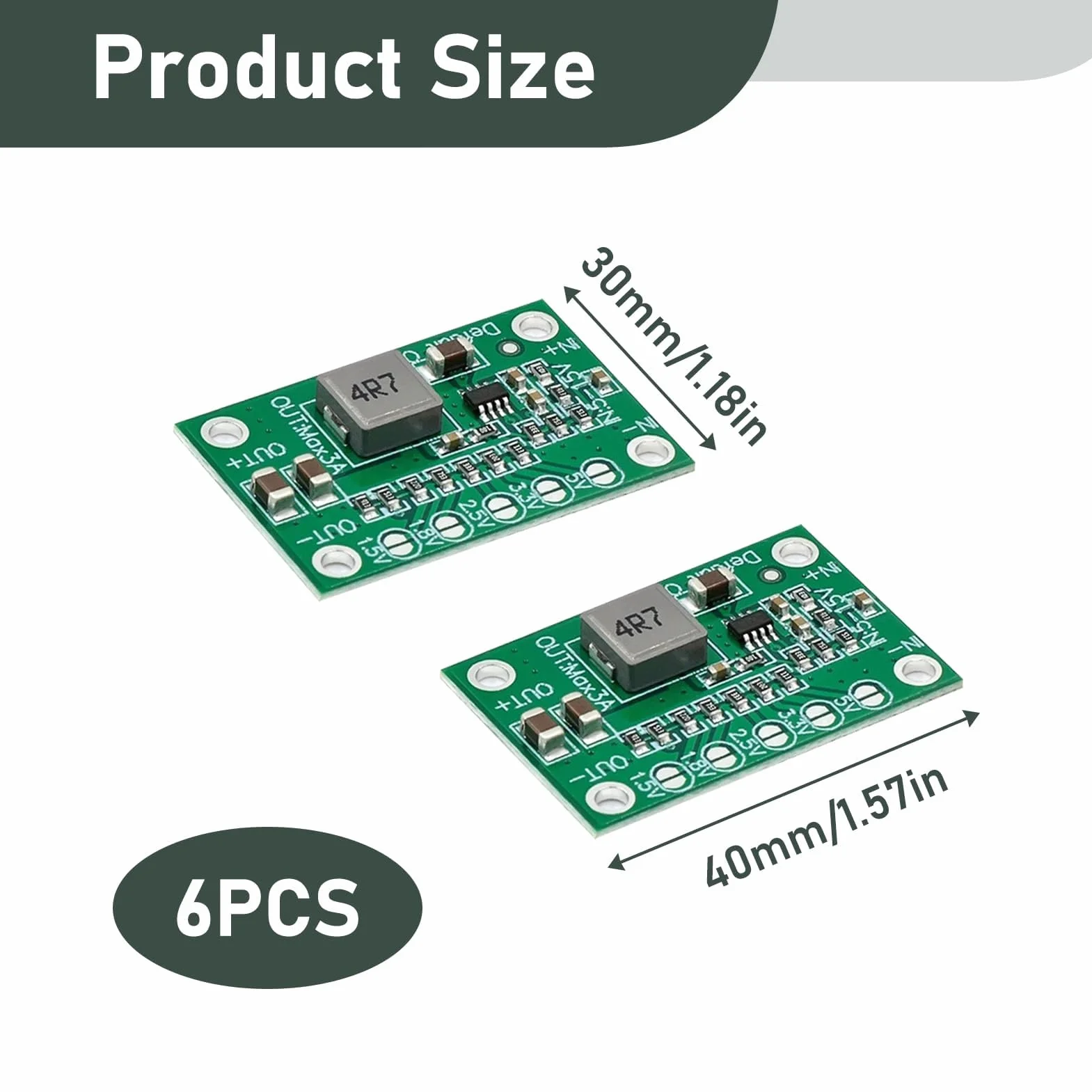 6 Pezzi Modulo Alimentazione Regolabile, Convertitore di Tensione DC-DC Step Down 5-16V a 1.25V/1.5V/1.8V/2.5V/3.3V/5V 3A, Scheda Step Down Regolabile per Progetti Fai da Te e Elettronica