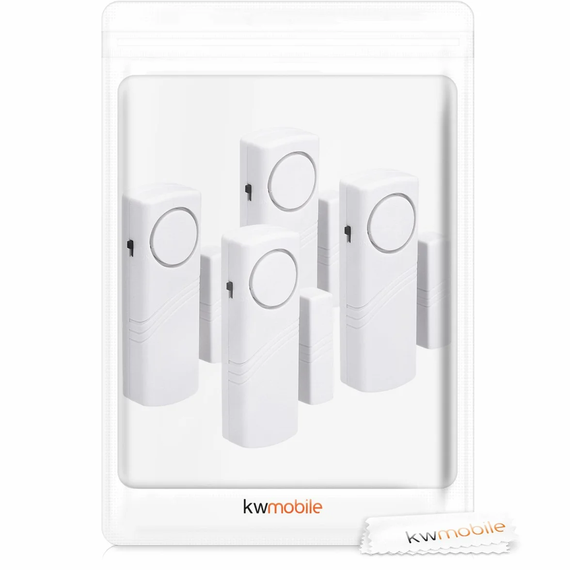kwmobile Kit Allarme Casa Senza Fili con Sirena Esterna - Set di 4 Sensori Antifurto Casa Wireless - Sistema Allarme Porte e Finestre - Adatto a Porta Ingresso e Porte Interne
