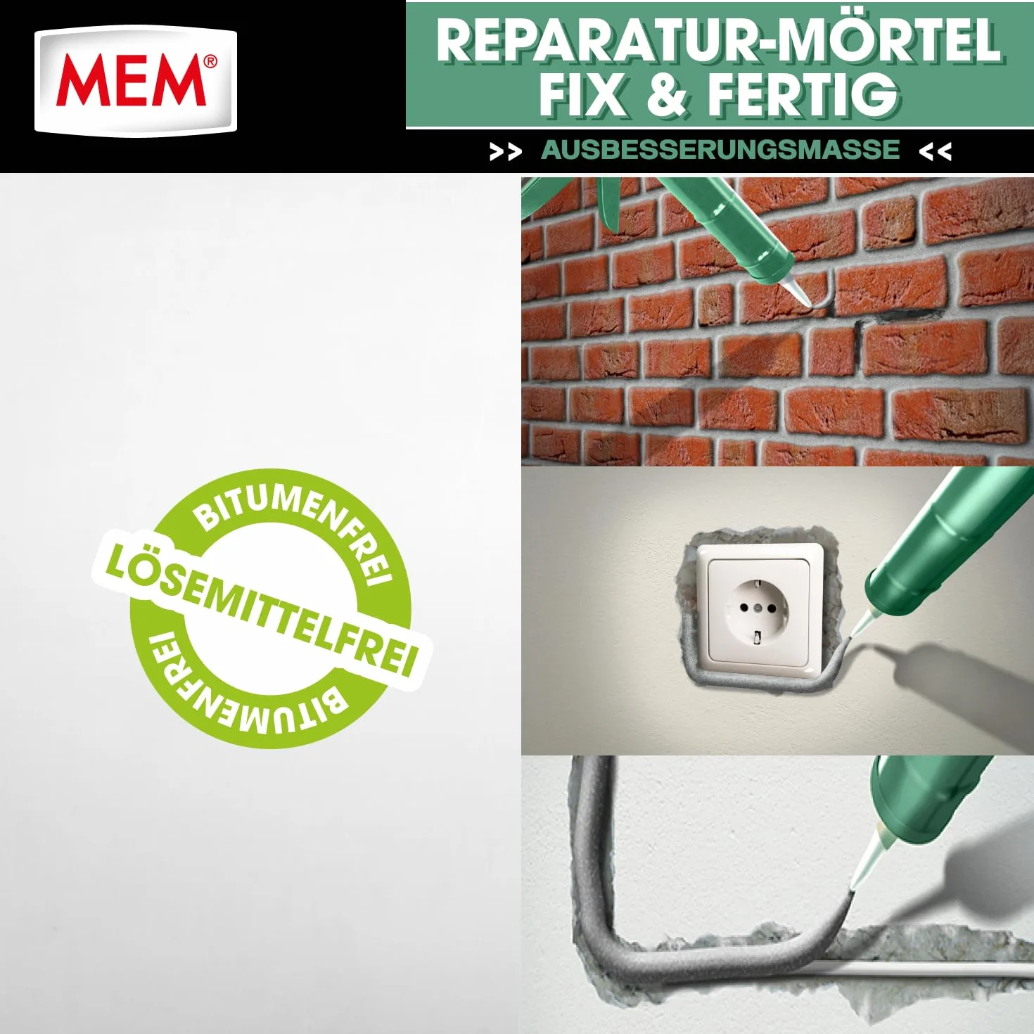 MEM – Malta per riparazione Fix e pronta da 300 ml, Acrilico, Grigio Mem-500600