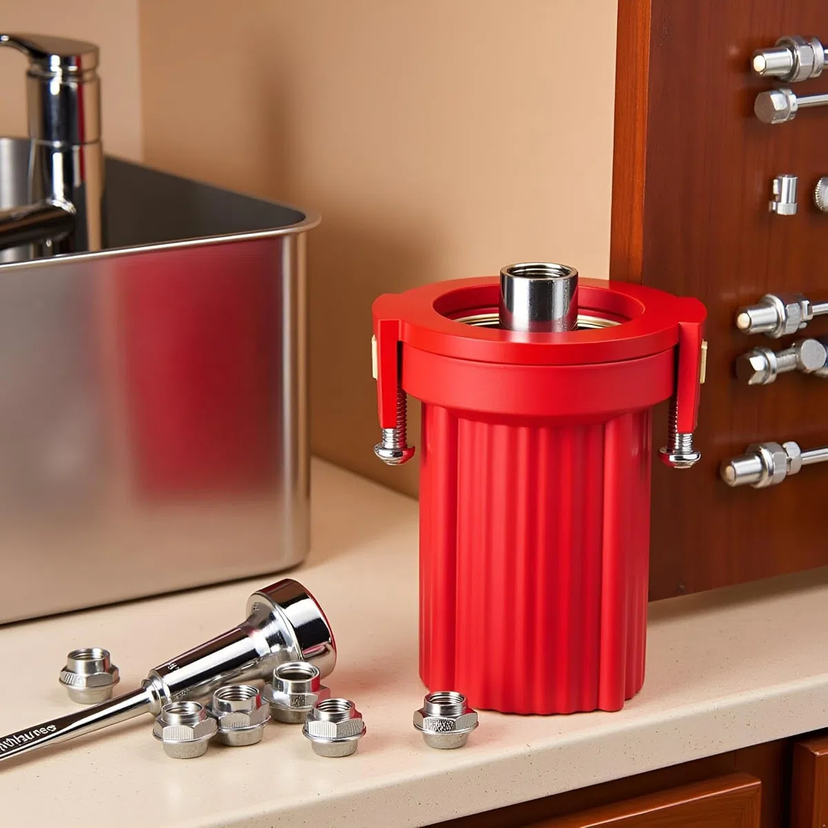 Dadi di fissaggio per rubinetto rosso, in plastica ABS, dadi di fissaggio per rubinetto da cucina, dado anti-allentamento, fissaggio per il fissaggio ai gambi del rubinetto da sotto il bancone