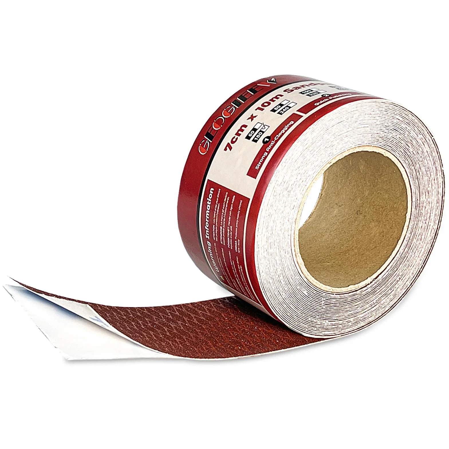 Rotolo di Carta Vetrata Adesiva - Grana 180, Design Diamante Antintasamento, Adesivo Forte - per Legno, Metallo, Plastica - Ideale per Falegnami, Meccanici, Hobby DIY (70 mm x 10 m)
