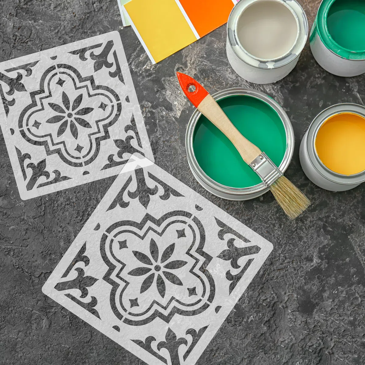 NAKLEO Stencil per Piastrelle per Pittura 10x10cm, Valetta Spagnolo Floreale Marocchino Moresco, Modello Geometrico Plastica e Riutilizzabile, Fai Da Te Decorazioni Casa, Pavimento Pareti Muro Legno